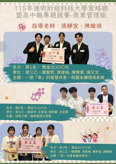115年德明財經科技大學策略聯盟高中職專題競賽